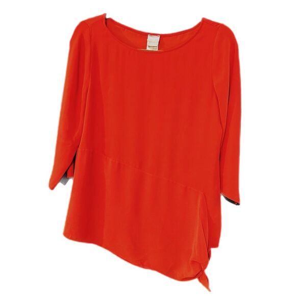Chico’s Size 00 Asymmetrical Blouse Knot on bottom Left (0/2 US) Burnt Orange - Picture 1 of 7
